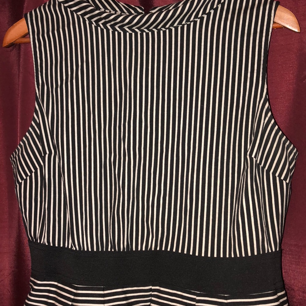 Striped Illusion Dress with Opening Front Skirt